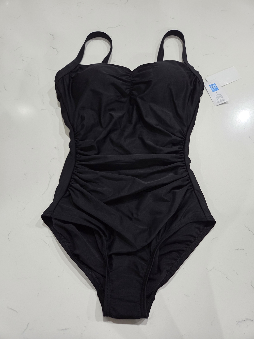Lands' End Black One-Piece Tummy-Control Swimsuit